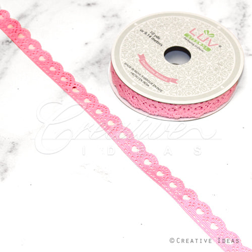 5/8" Grosgrain Hearts Cut-Out Ribbon-10 Yds (Pink)