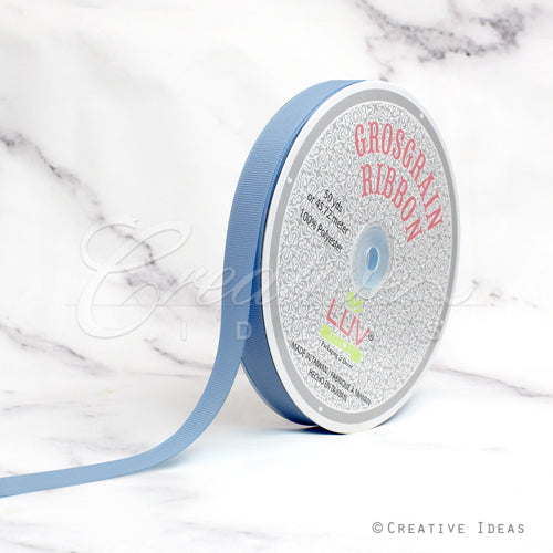 5/8" Grosgrain Ribbon - 50 Yards (Denim Blue)