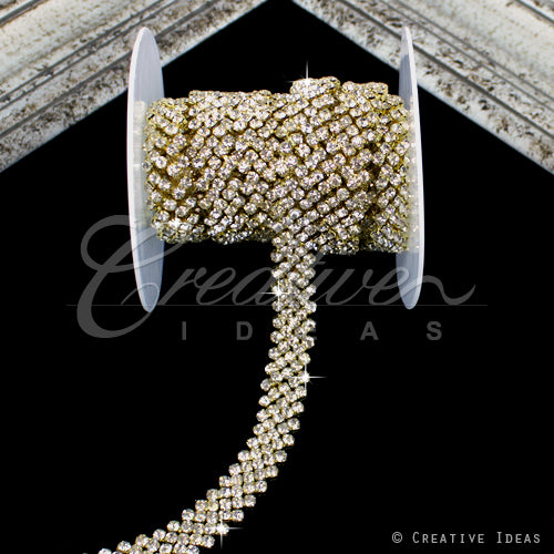 5/8" Jagged Rhinestone Chain-3 Yds (Gold)