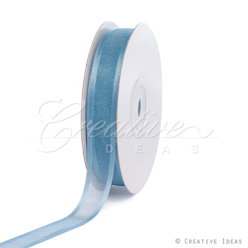 5/8" Organza With Satin Edge Ribbon - 25 Yards (Antique Blue)