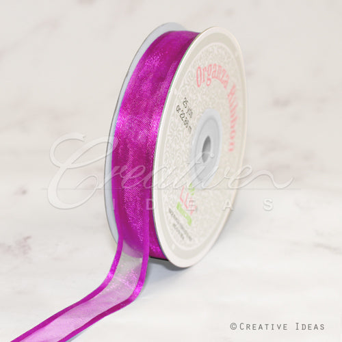 5/8" Organza With Satin Edge Ribbon - 25 Yards (Fuchsia)