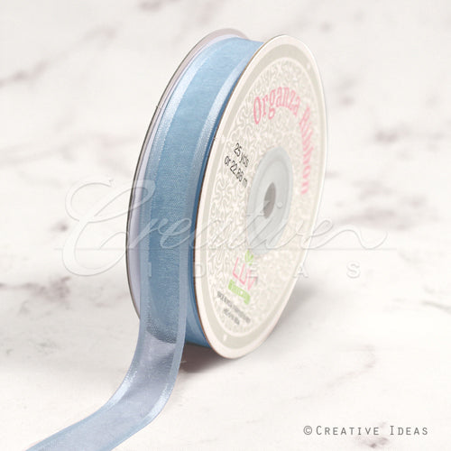 5/8" Organza With Satin Edge Ribbon - 25 Yards (Light Blue)