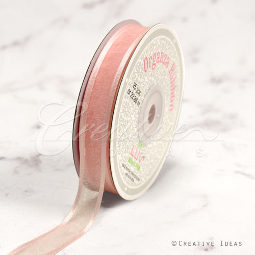 5/8" Organza With Satin Edge Ribbon - 25 Yards (Light Peach)