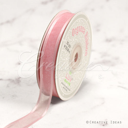5/8" Organza With Satin Edge Ribbon - 25 Yards (Light Pink)