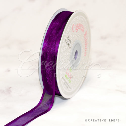 5/8" Organza With Satin Edge Ribbon - 25 Yards (Plum)