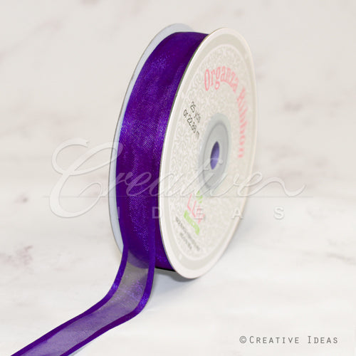 5/8" Organza With Satin Edge Ribbon - 25 Yards (Purple)