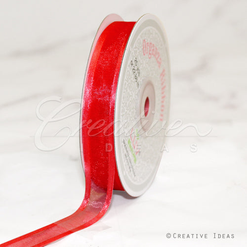 5/8" Organza With Satin Edge Ribbon - 25 Yards (Red)