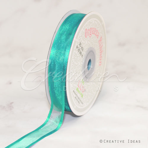 5/8" Organza With Satin Edge Ribbon - 25 Yards (Tropic Blue)