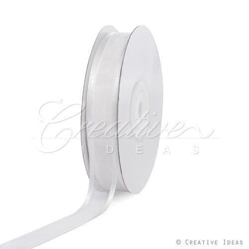 5/8" Organza With Satin Edge Ribbon - 25 Yards (White)