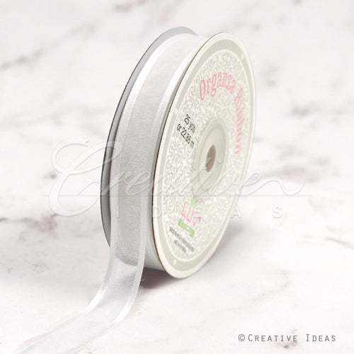 5/8" Organza With Satin Edge Ribbon - 25 Yards (White)