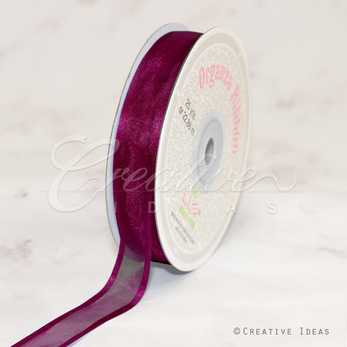 5/8" Organza With Satin Edge Ribbon - 25 Yards (Wine)