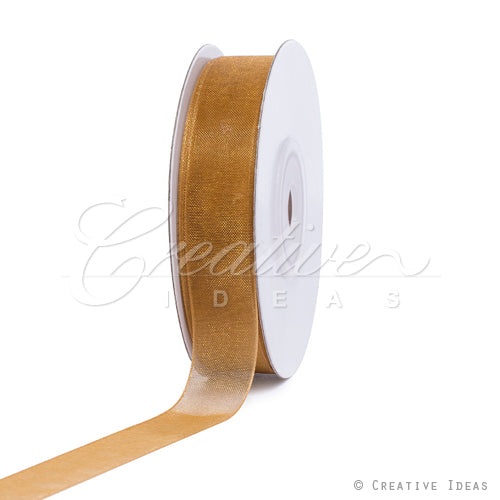 5/8" Plain Organza Sheer Ribbons - 25 Yards (Antique Gold)