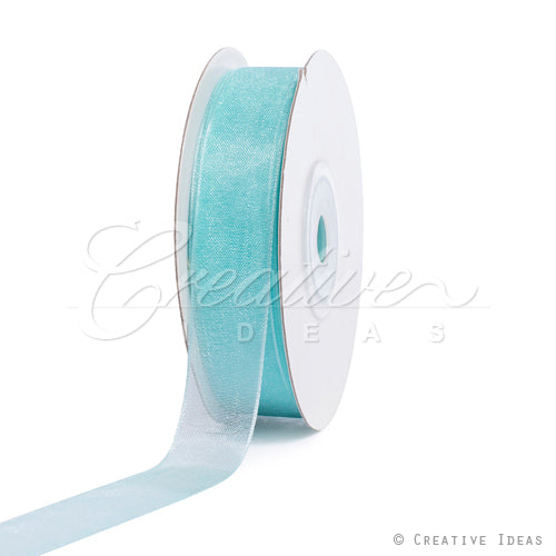 5/8" Plain Organza Sheer Ribbons - 25 Yards (Aqua)