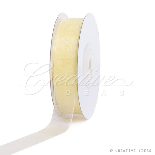 5/8" Plain Organza Sheer Ribbons - 25 Yards (Baby Maize)