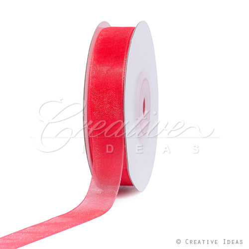 5/8" Plain Organza Sheer Ribbons - 25 Yards (Coral)