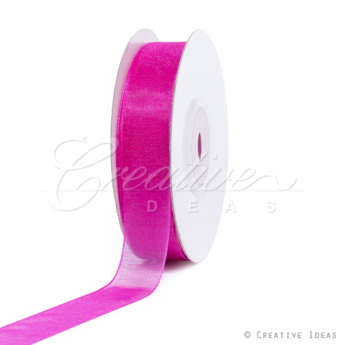 5/8" Plain Organza Sheer Ribbons - 25 Yards (Fuchsia)