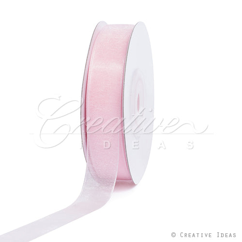 5/8" Plain Organza Sheer Ribbons - 25 Yards (Light Pink)