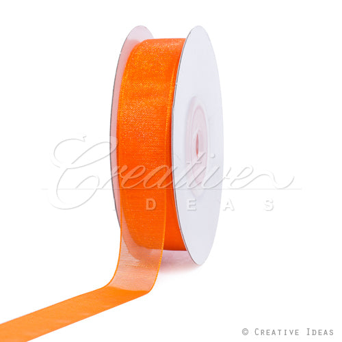 5/8" Plain Organza Sheer Ribbons - 25 Yards (Orange)