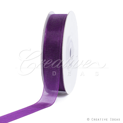 5/8" Plain Organza Sheer Ribbons - 25 Yards (Plum)