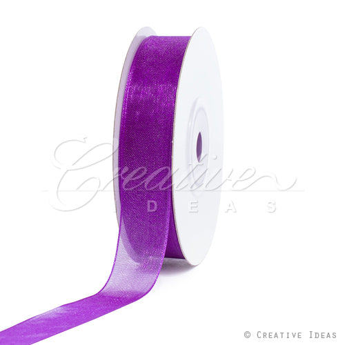 5/8" Plain Organza Sheer Ribbons - 25 Yards (Purple)