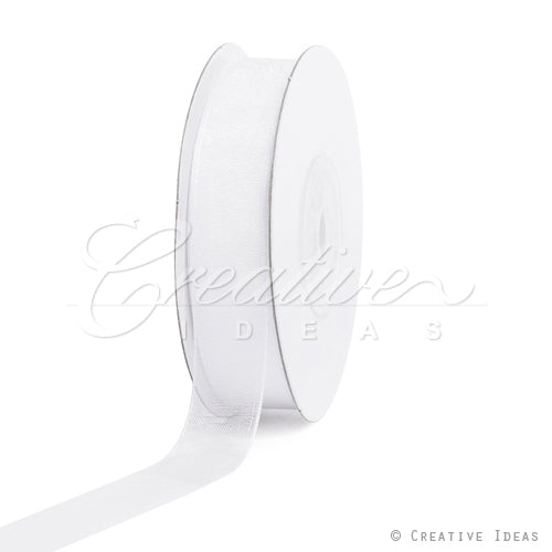 5/8" Plain Organza Sheer Ribbons - 25 Yards (White)