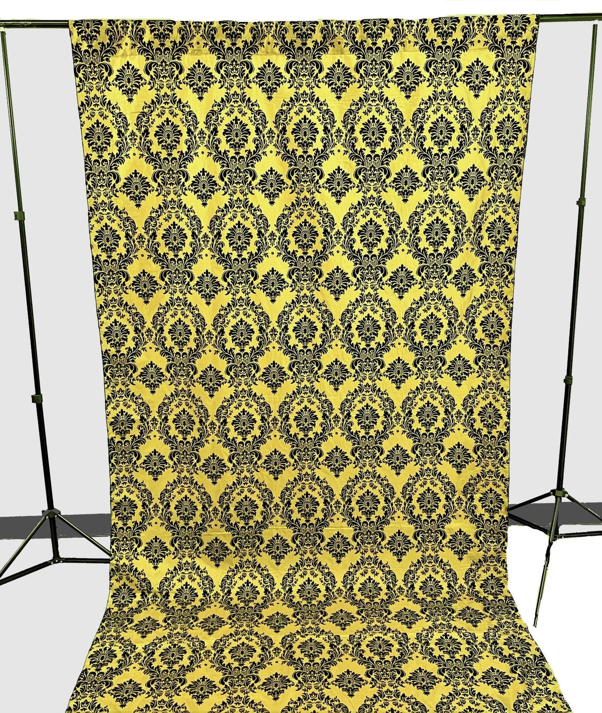 Damask Flocking Taffeta Fabric - Black Flocking Damask, 5 Feet Wide, 1 Panel (1 Panel)