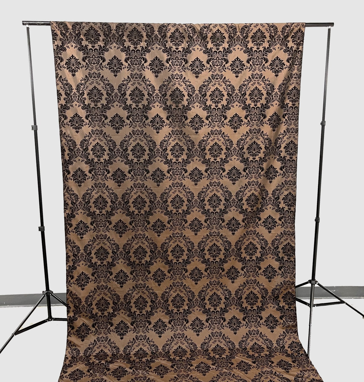 Damask Flocking Taffeta Fabric - Black Flocking Damask, 5 Feet Wide, 1 Panel (1 Panel)
