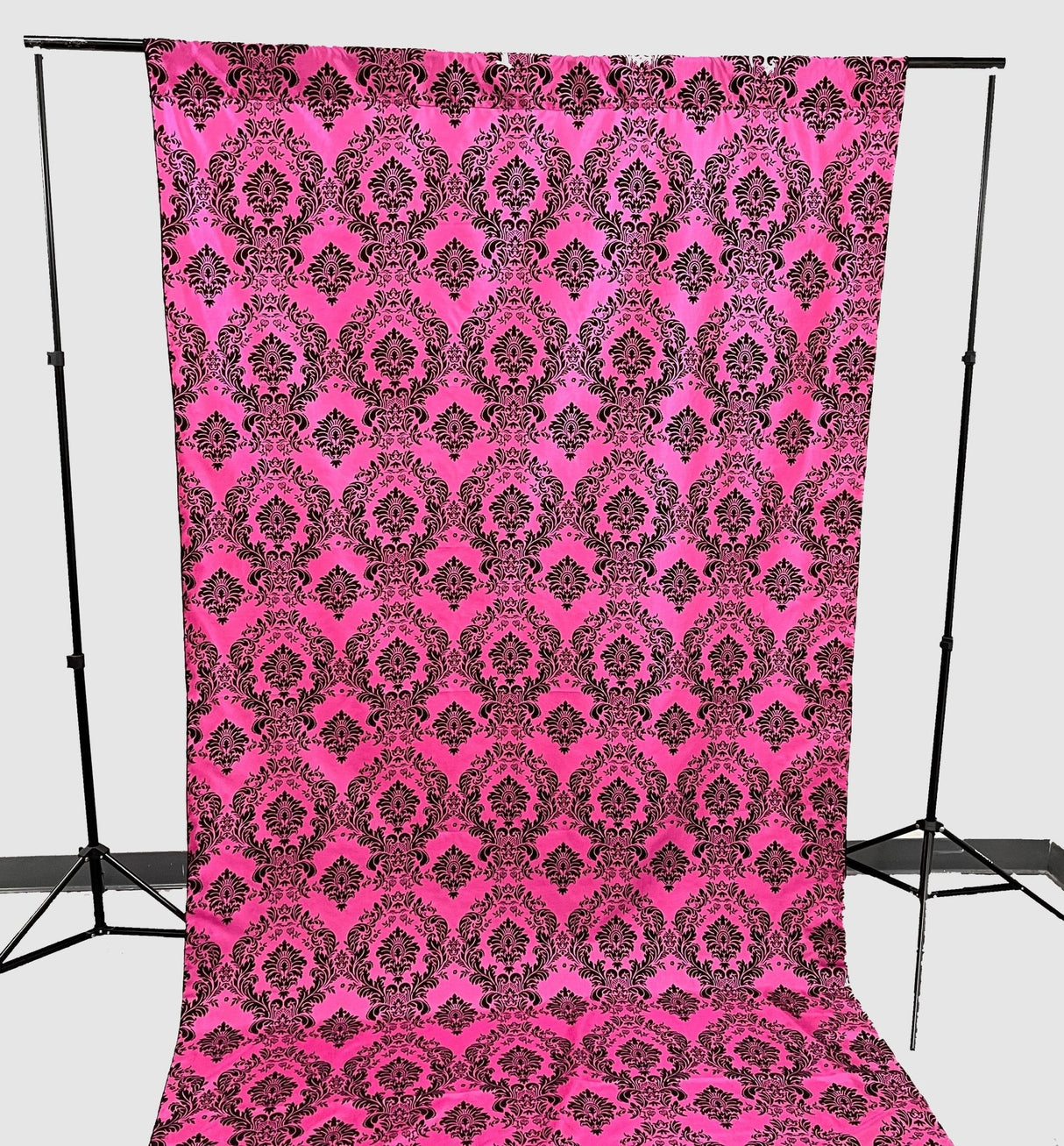 Damask Flocking Taffeta Fabric - Black Flocking Damask, 5 Feet Wide, 1 Panel (1 Panel)