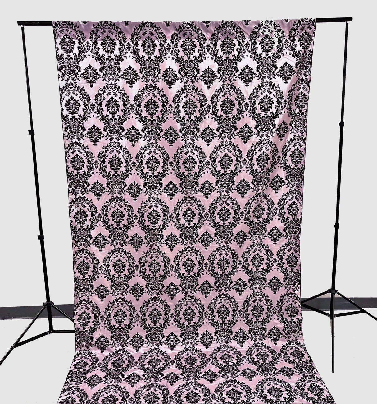 Damask Flocking Taffeta Fabric - Black Flocking Damask, 5 Feet Wide, 1 Panel (1 Panel)