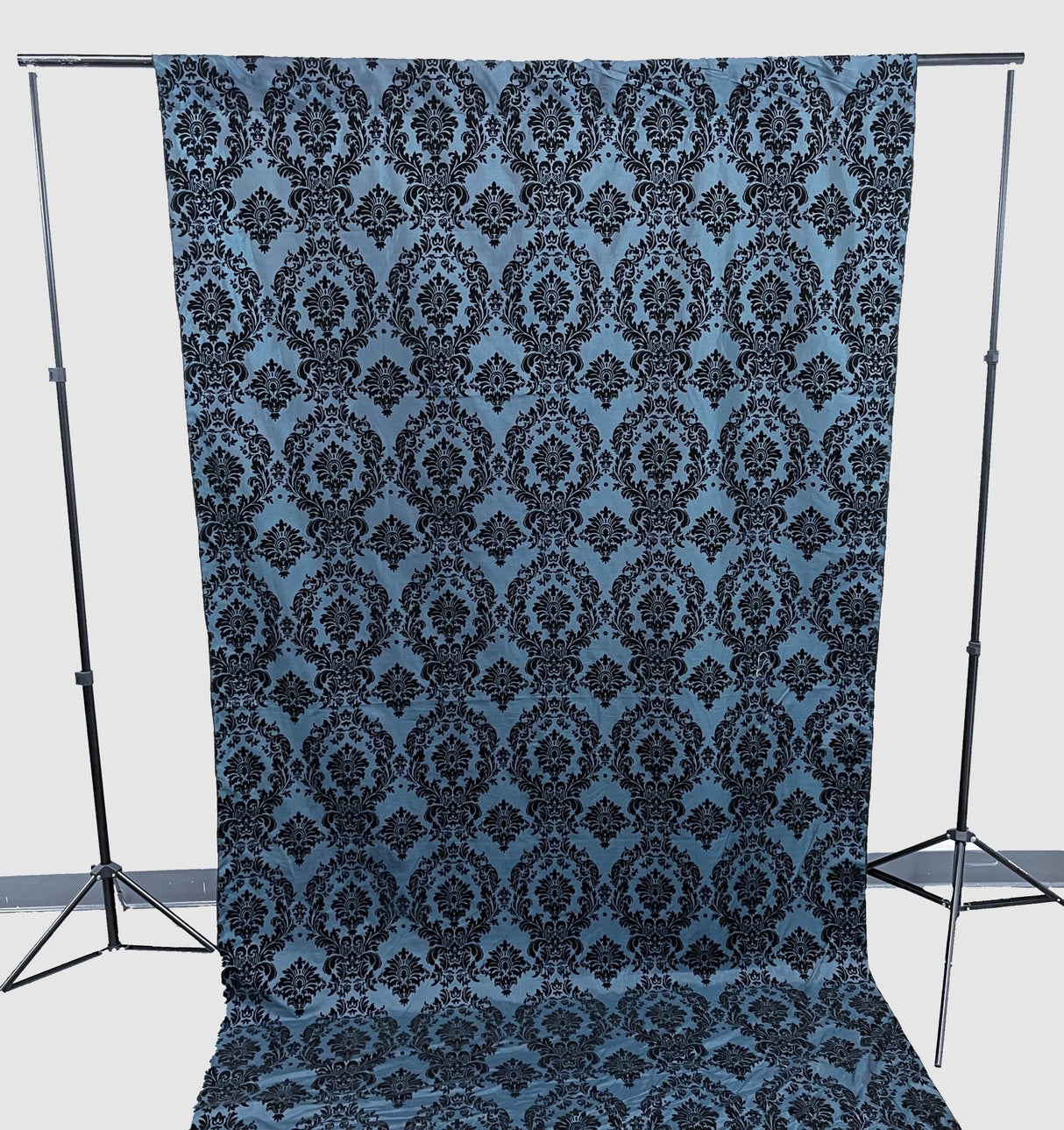 Damask Flocking Taffeta Fabric - Black Flocking Damask, 5 Feet Wide, 1 Panel (1 Panel)