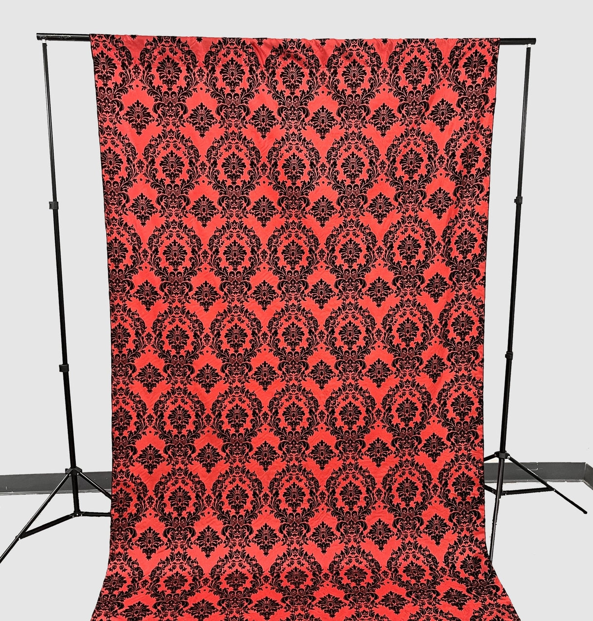 Damask Flocking Taffeta Fabric - Black Flocking Damask, 5 Feet Wide, 1 Panel (1 Panel)