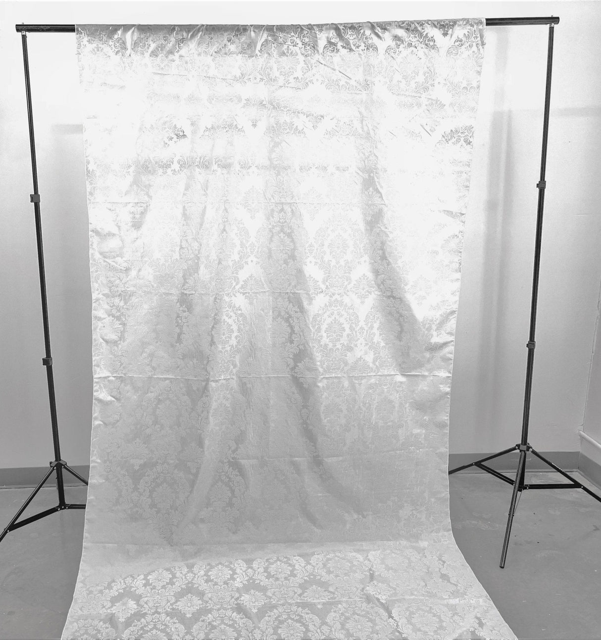 Damask Flocking Taffeta Fabric - Black Flocking Damask, 5 Feet Wide, 1 Panel (1 Panel)