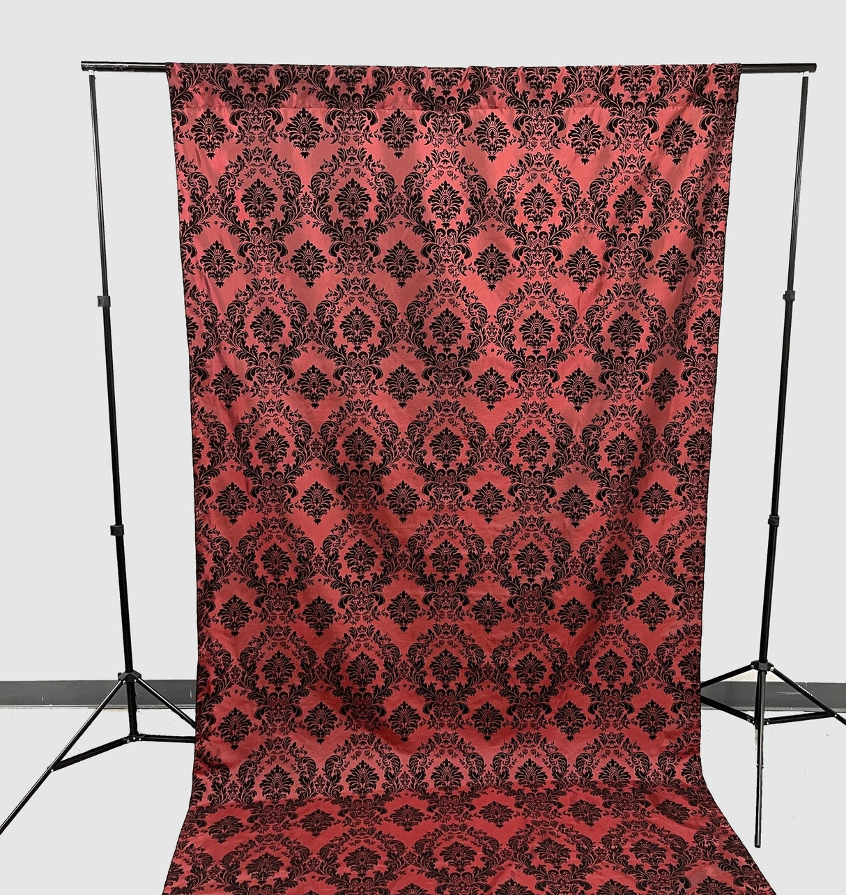 Damask Flocking Taffeta Fabric - Black Flocking Damask, 5 Feet Wide, 1 Panel (1 Panel)