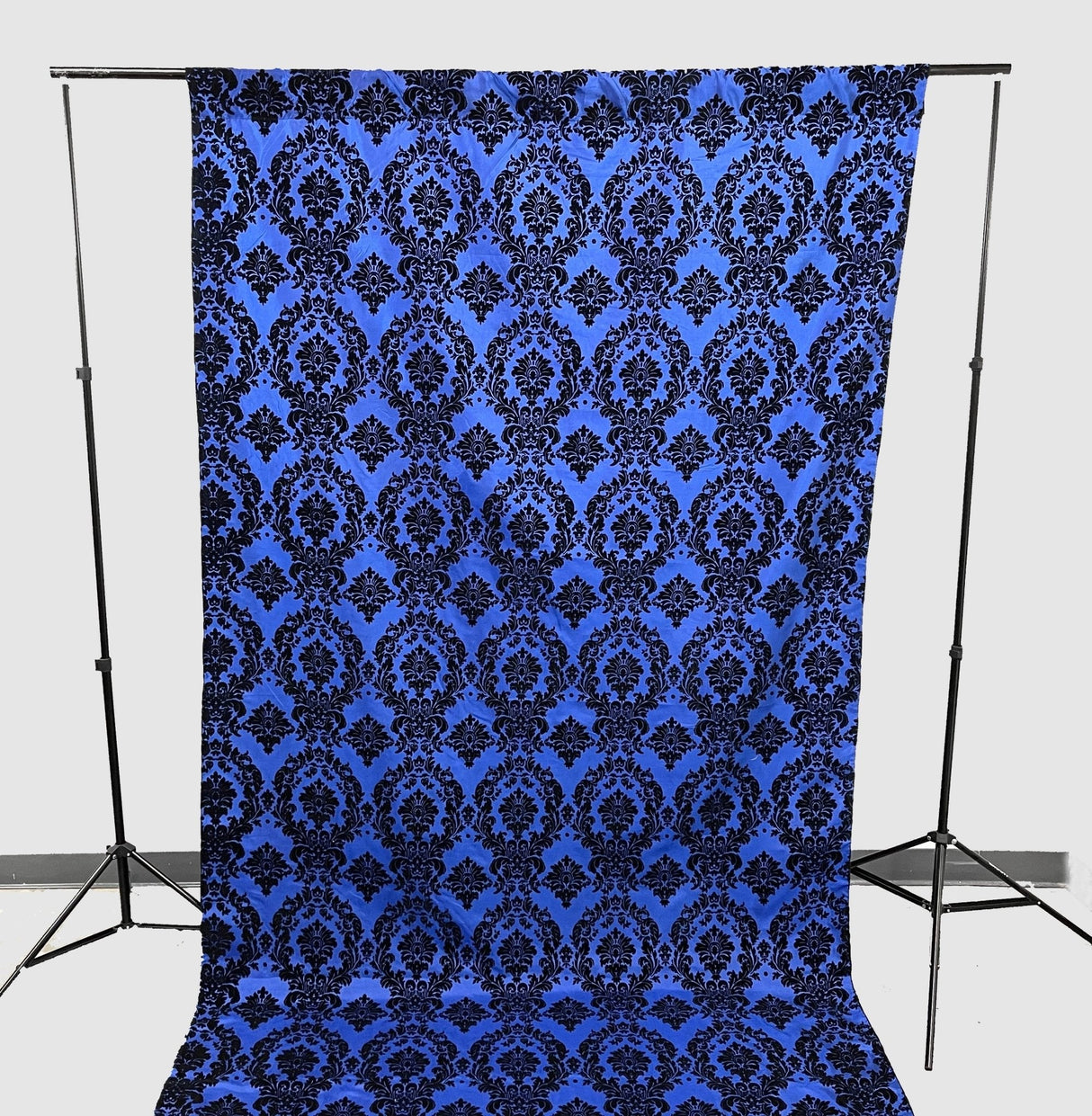 Damask Flocking Taffeta Fabric - Black Flocking Damask, 5 Feet Wide, 1 Panel (1 Panel)