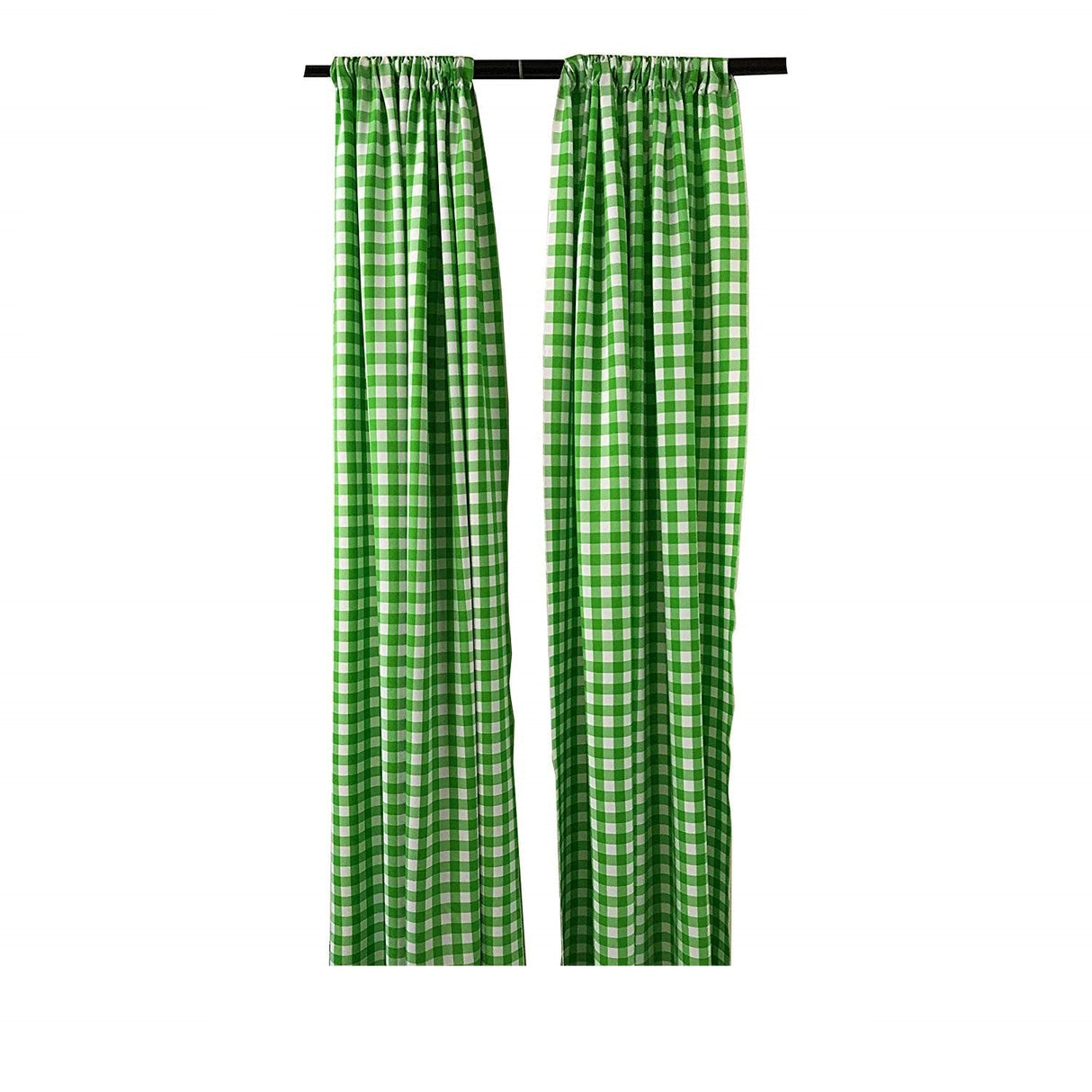 Buffalo Checkered Country Plaid Gingham Checkered Polyester Fabric - White And Red, 5 Feet Wide X 10 Feet High (1 Pair)