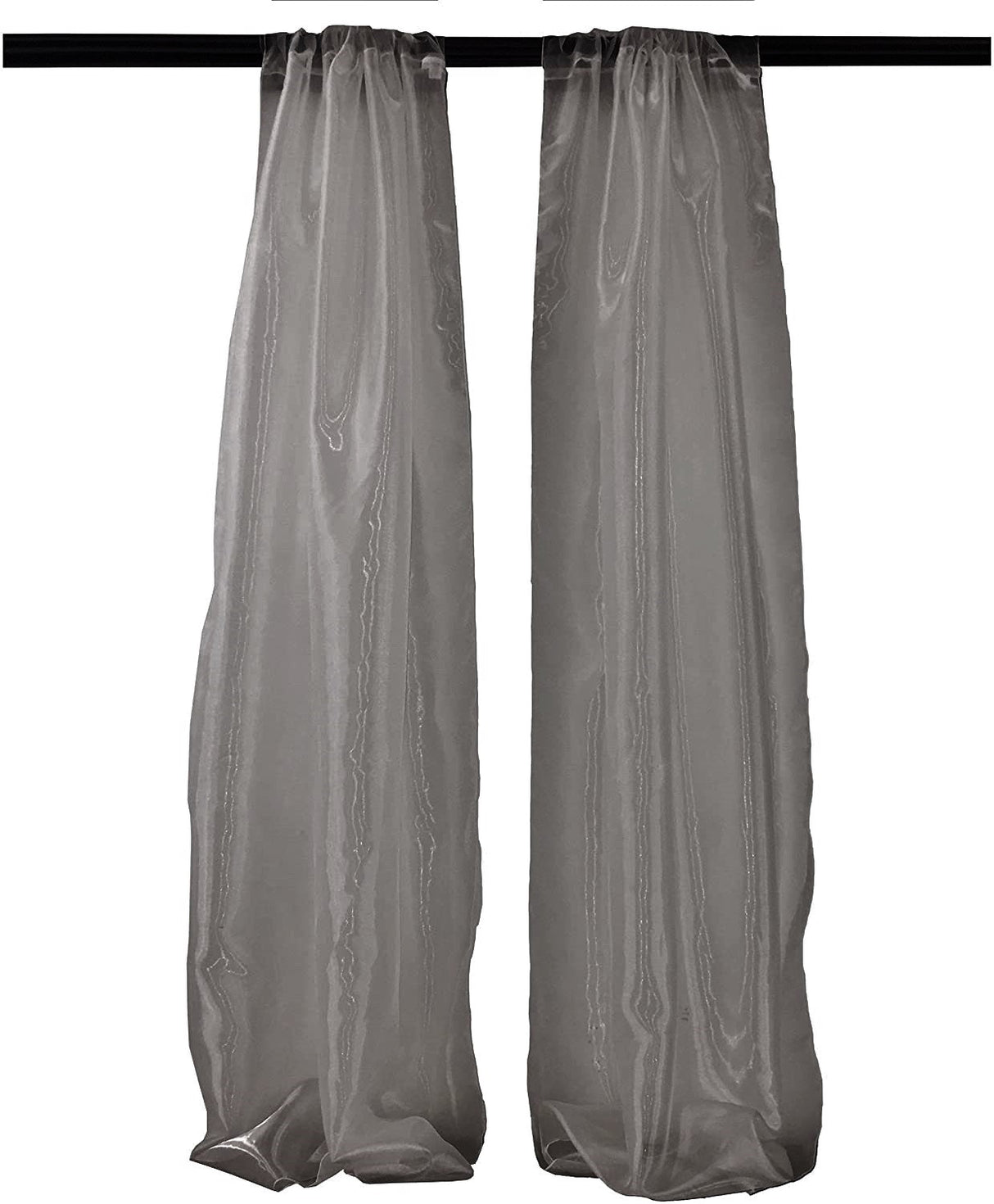 Polyester Sheer Mirror Organza Fabric - Backdrop Drape Curtain Panels, Room Divider, 5 Feet Wide X 10 Feet High (1 Pair)