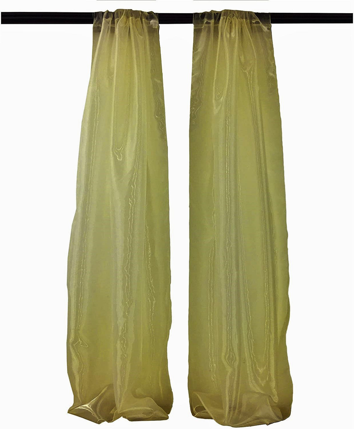 Polyester Sheer Mirror Organza Fabric - Backdrop Drape Curtain Panels, Room Divider, 5 Feet Wide X 10 Feet High (1 Pair)