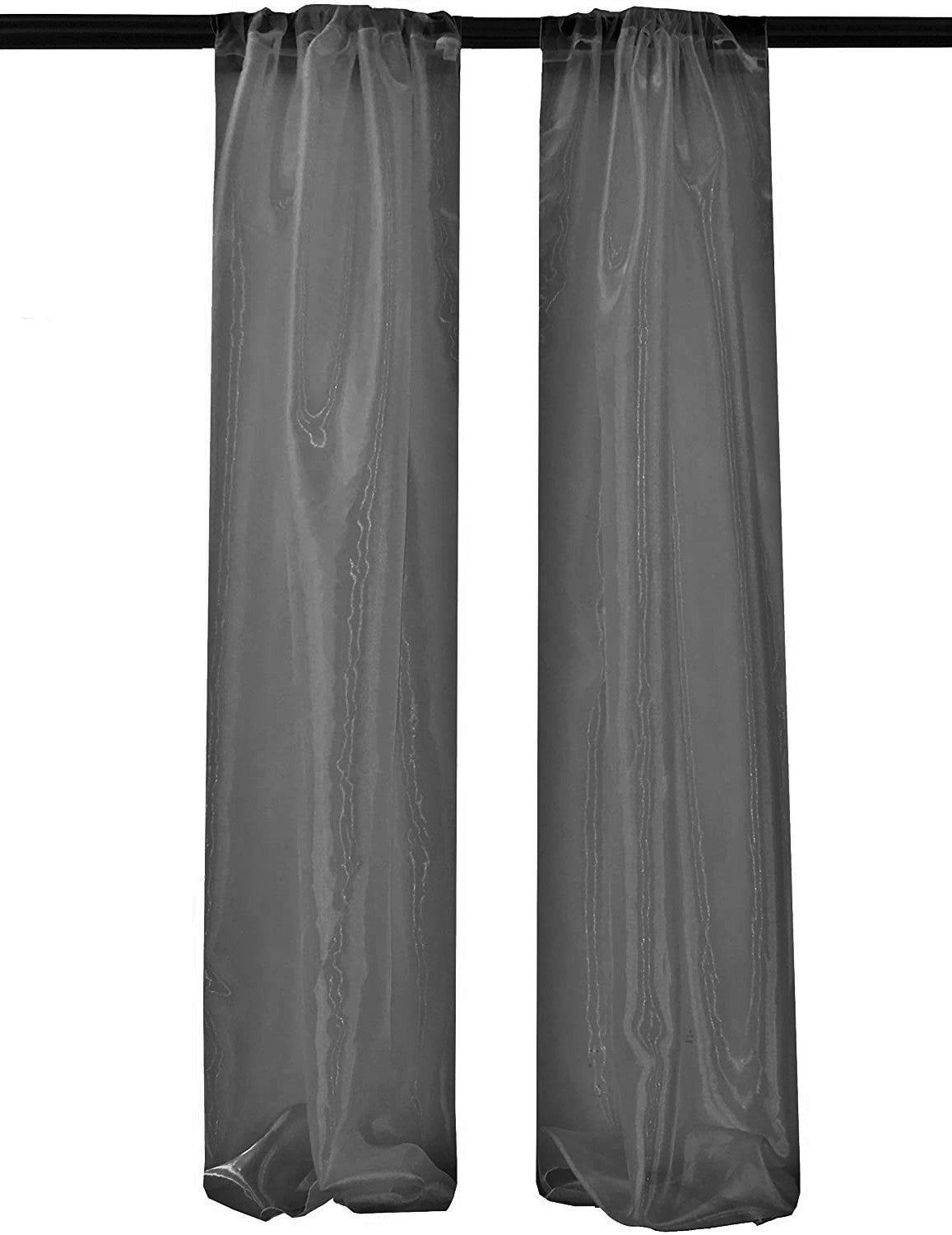 Polyester Sheer Mirror Organza Fabric - Backdrop Drape, Curtain Panels, Room Divider, 5 Feet Wide X 20 Feet High (1 Pair)
