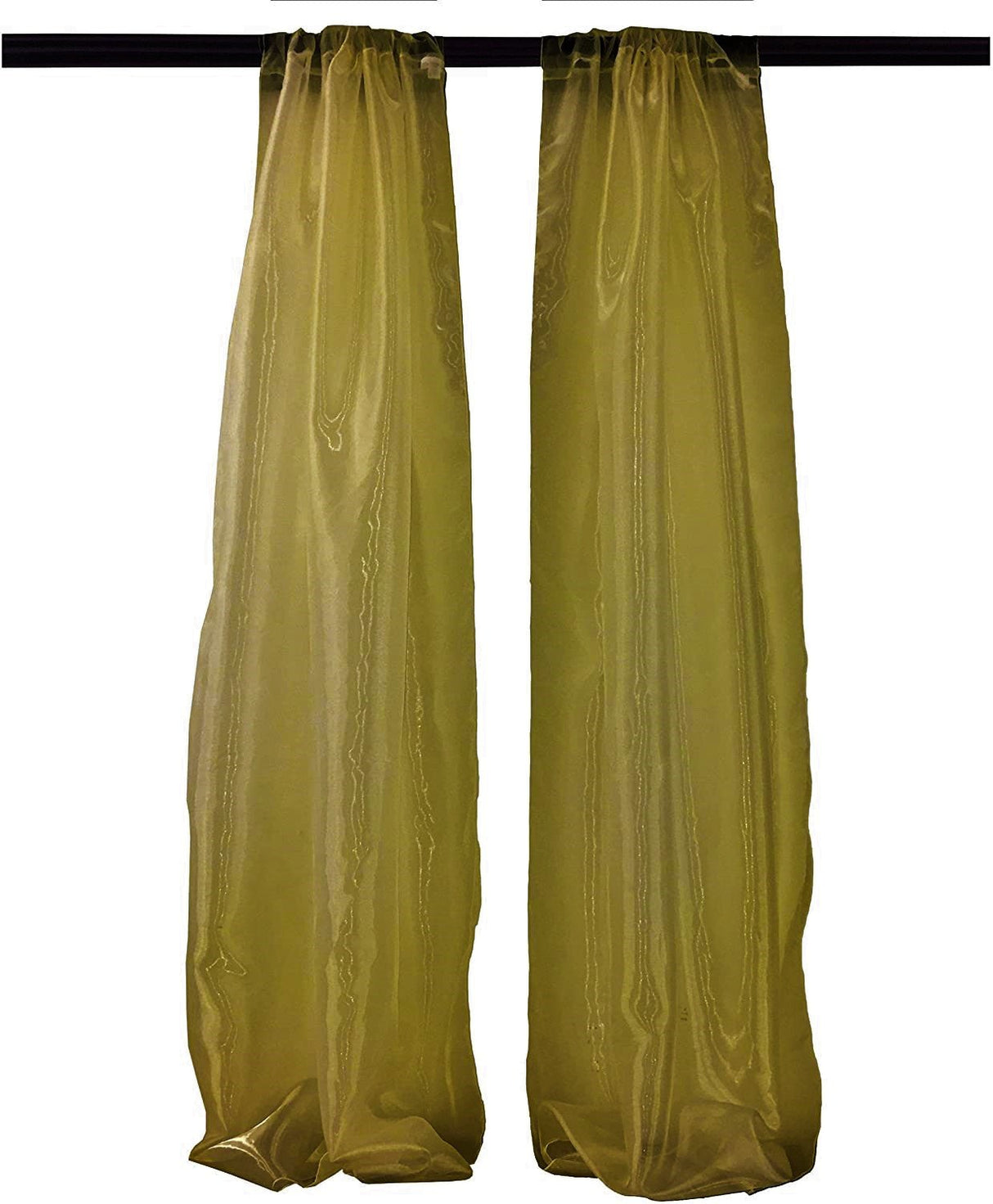 Polyester Sheer Mirror Organza Fabric - Backdrop Drape, Curtain Panels, Room Divider, 5 Feet Wide X 20 Feet High (1 Pair)
