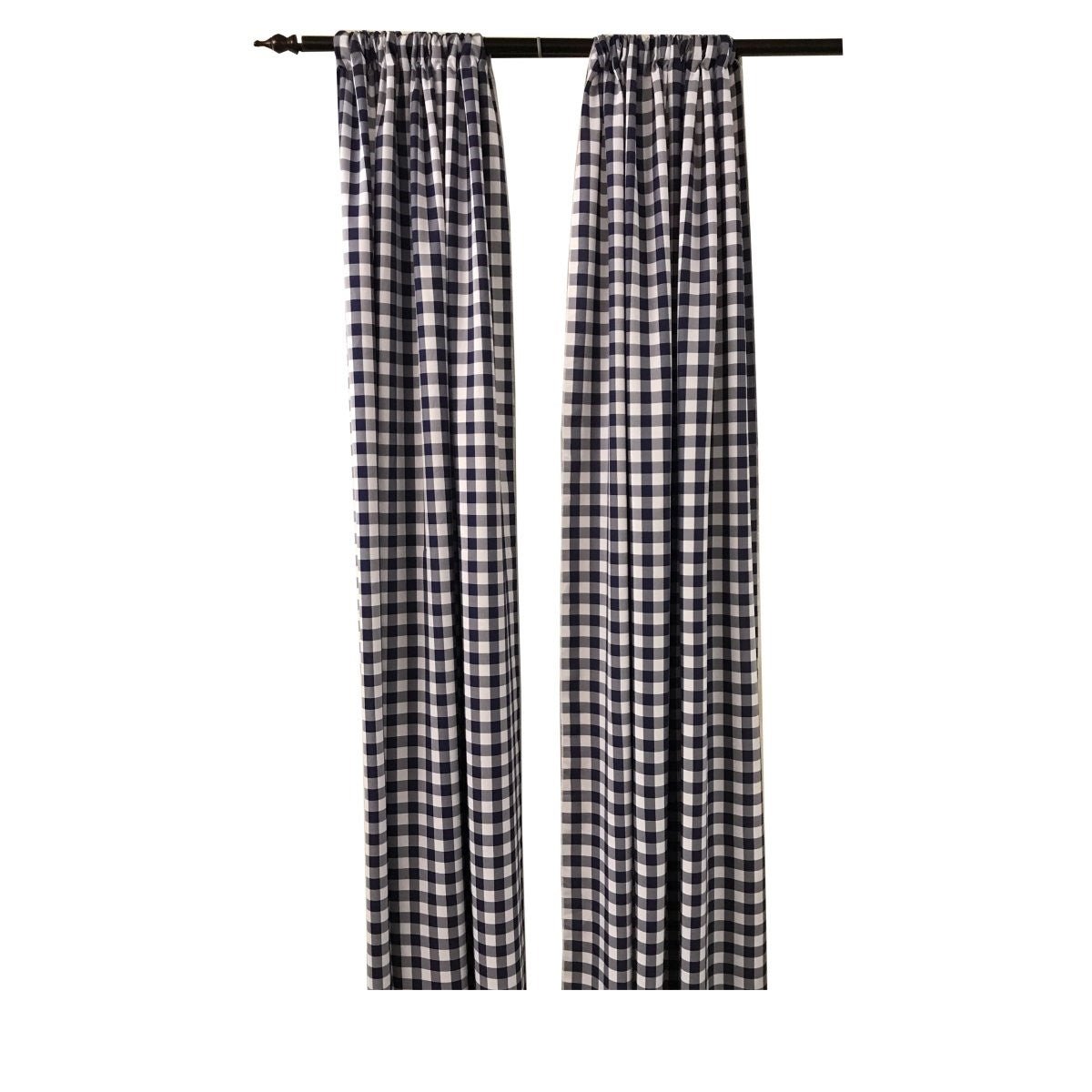 Buffalo Checkered Country Plaid Gingham Polyester Fabric - White And Black Checkered, 5 Feet Wide X 6 Feet High (1 Pair)