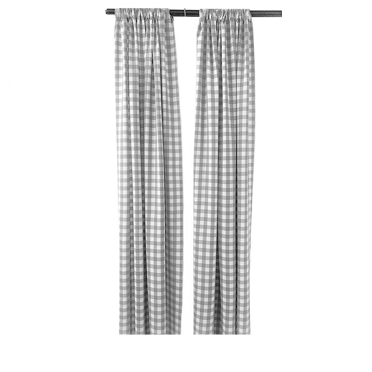 Buffalo Checkered Country Plaid Gingham Polyester Fabric - White And Black Checkered, 5 Feet Wide X 6 Feet High (1 Pair)