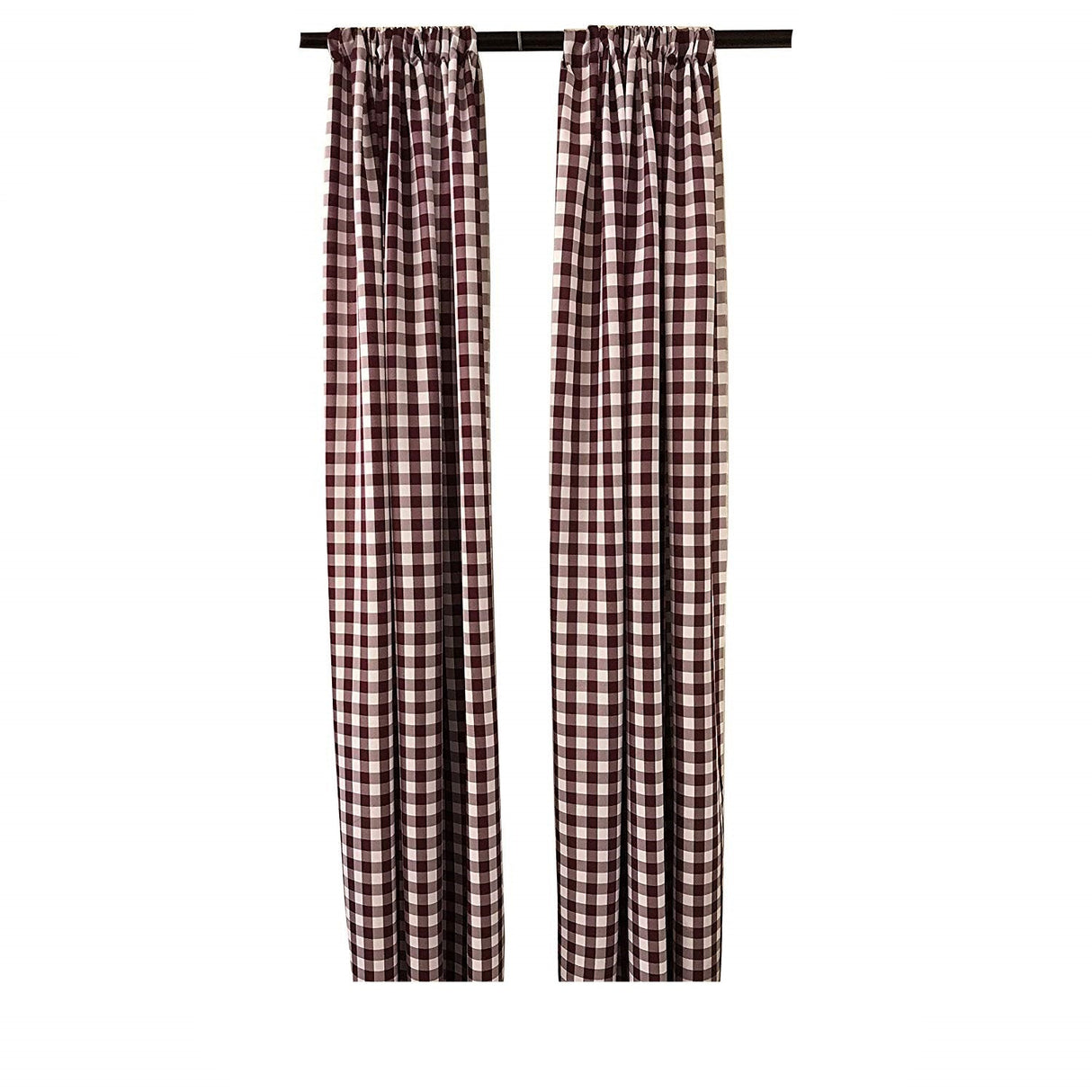 Buffalo Checkered Country Plaid Gingham Polyester Fabric - White And Black Checkered, 5 Feet Wide X 6 Feet High (1 Pair)