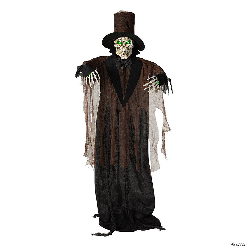 5 Ft. 6" Light-Up Black Skeleton Standing Halloween Decoration