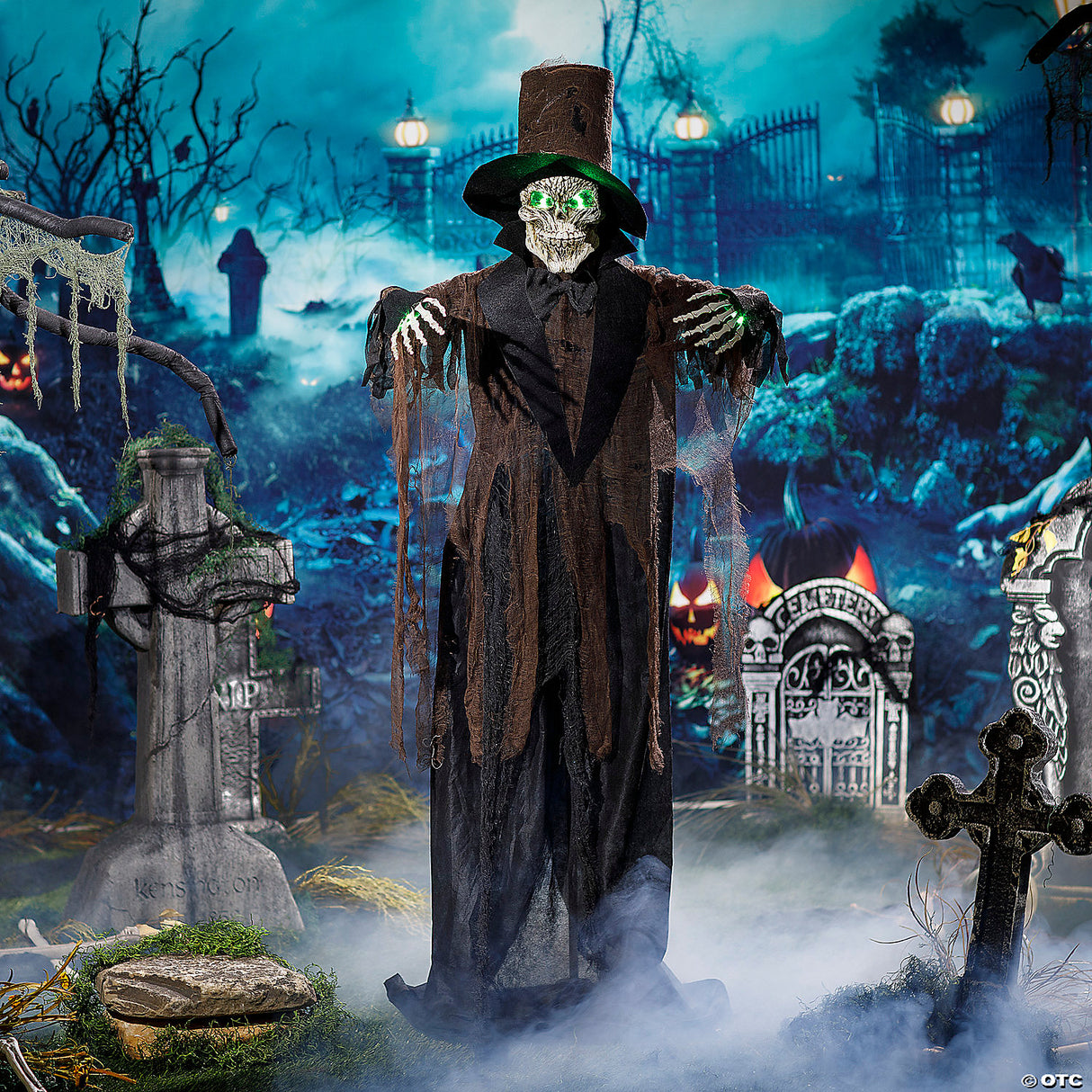 5 Ft. 6" Light-Up Black Skeleton Standing Halloween Decoration