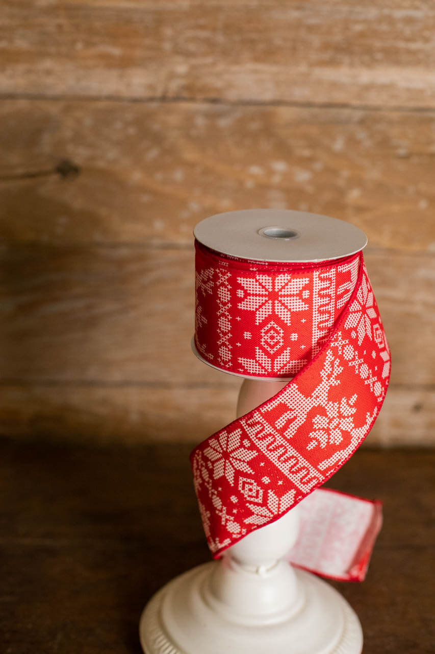 2.5" x 10 Yard Deer & Snowflake Sweater Pattern Ribbon