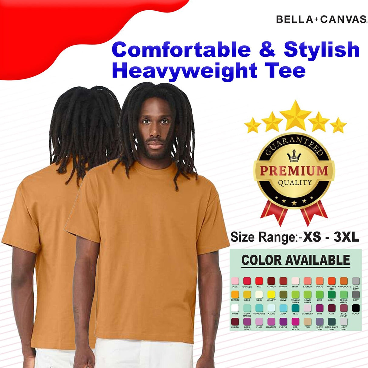 BELLA + CANVAS® Comfortable Crewneck Short Sleeve Heavyweight Tee