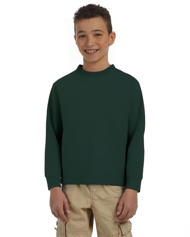 JERZEES® Dri-Power Youth Poly Cotton Long Sleeve Crewneck T-Shirt