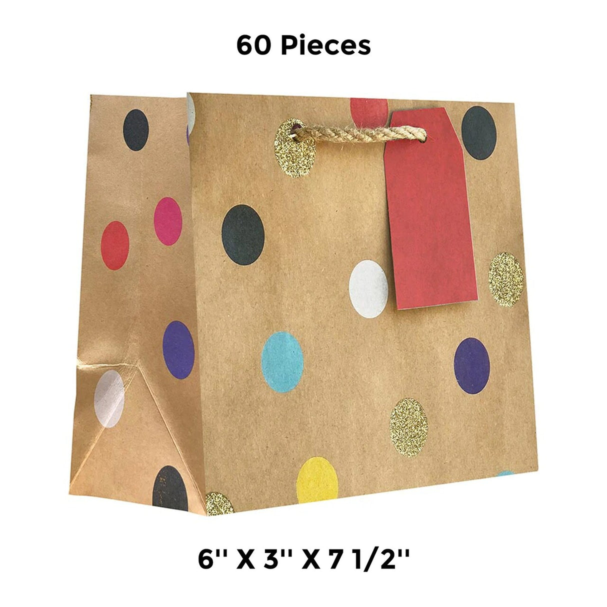 Patterned Gift Bags 6" X 3" X 7 1/2" Durable Paper Gift Bags