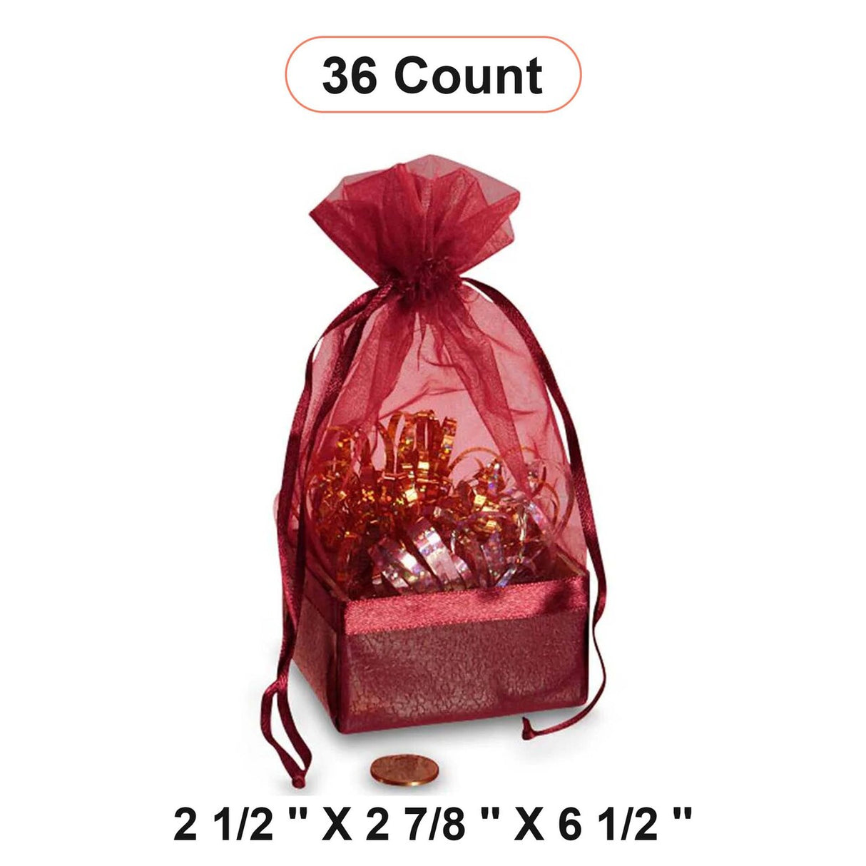 Box On The Bottom Organza Bags 2 1/2'' x 2 7/8'' x 6 1/2'' Party