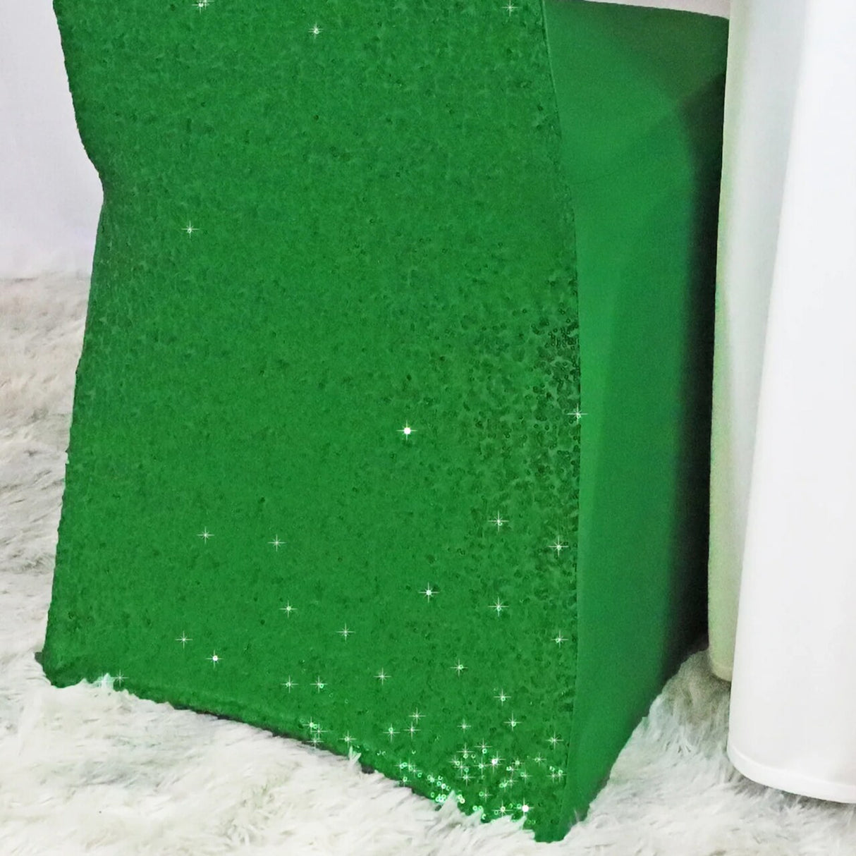 1 Piece Emerald Green Sequin Spandex Chair Cover Stretch Fit for Banquet Seating